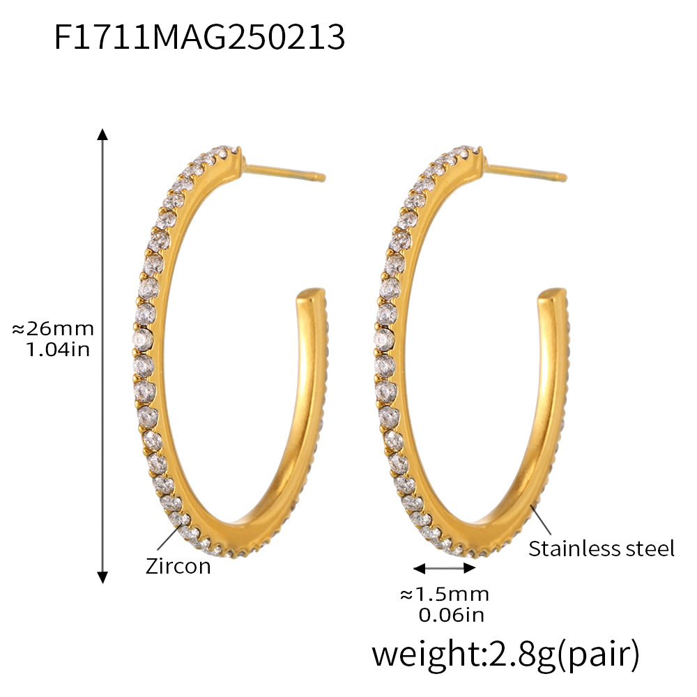 Type A - Gold White Zircon earrings -26mm