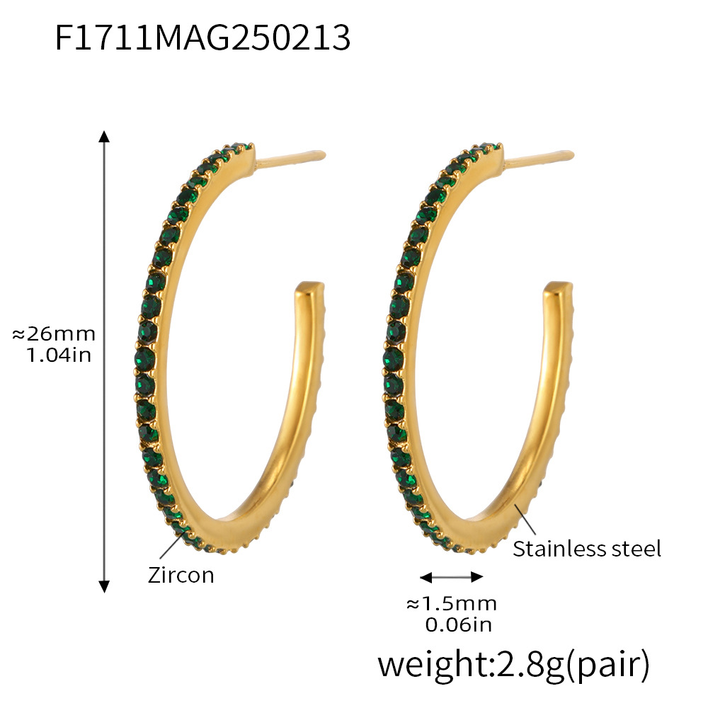 Type A - Gold green Zircon earrings -26mm
