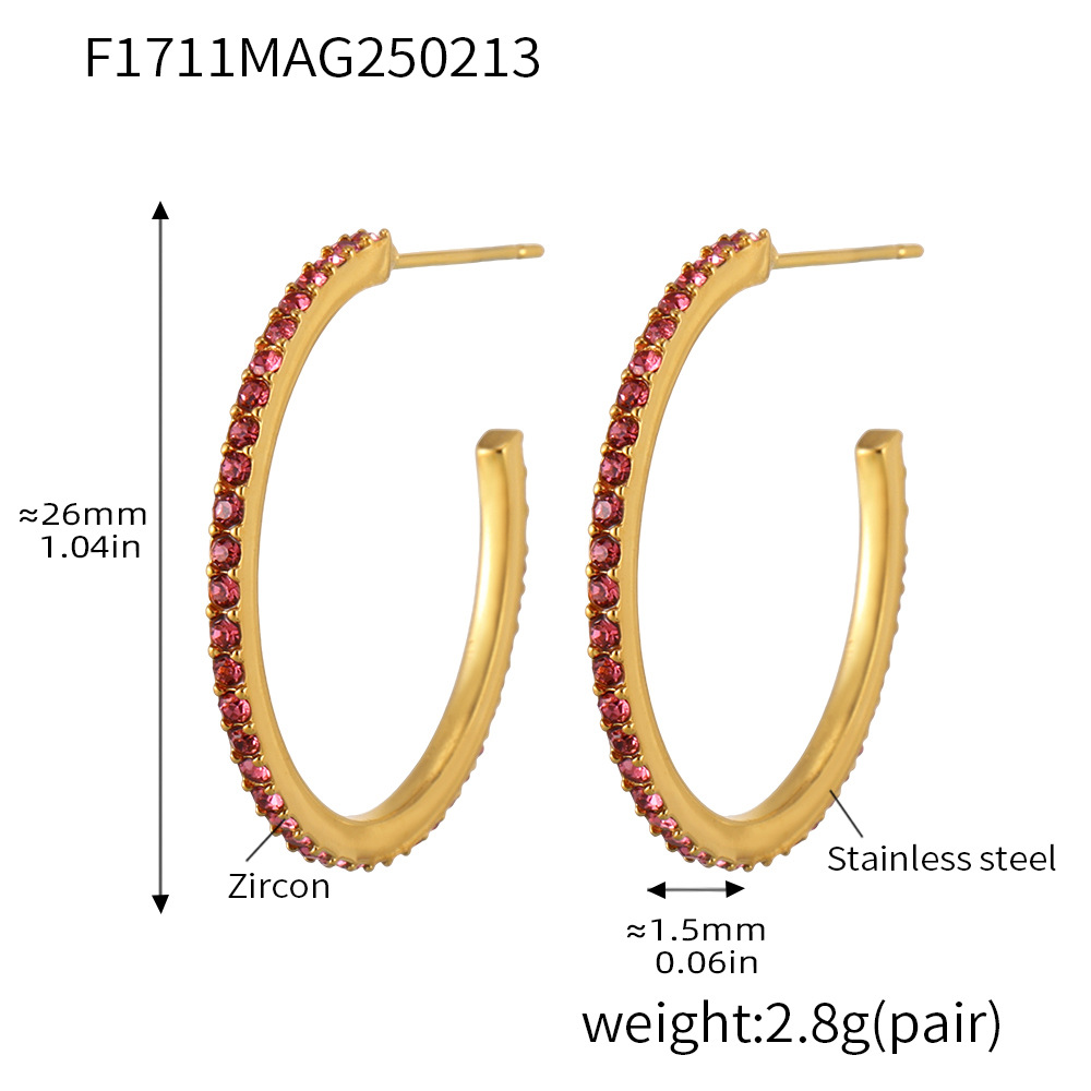 Type A - Gold pink Zircon earrings -26mm