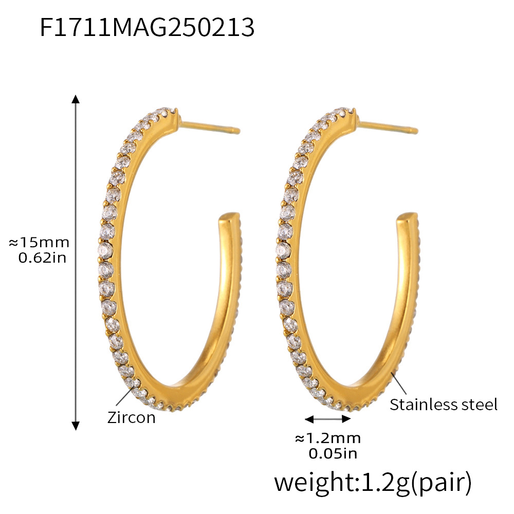 Type A - Gold White Zircon earrings -15mm