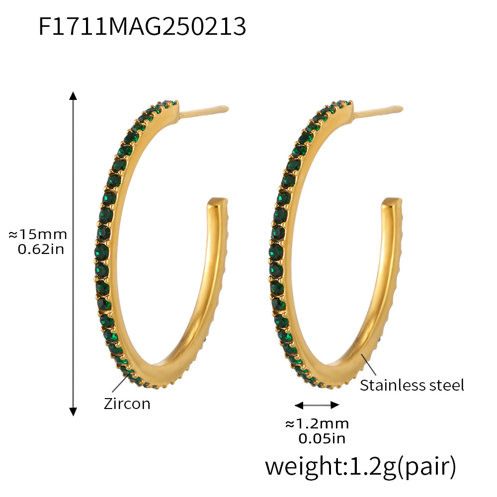 Type A - Gold green Zircon earrings -15mm