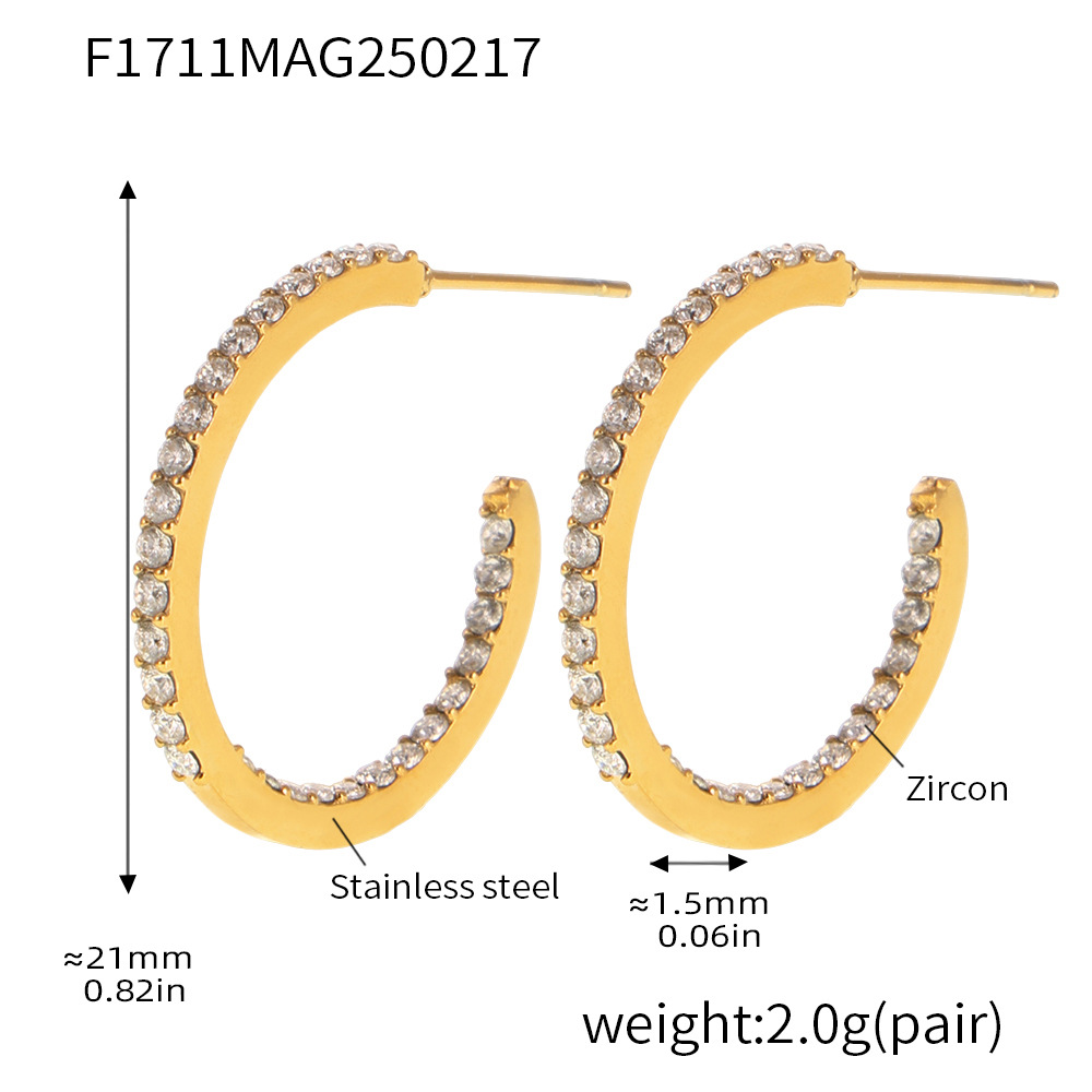 Type B - Gold inner and outer white zircon earring
