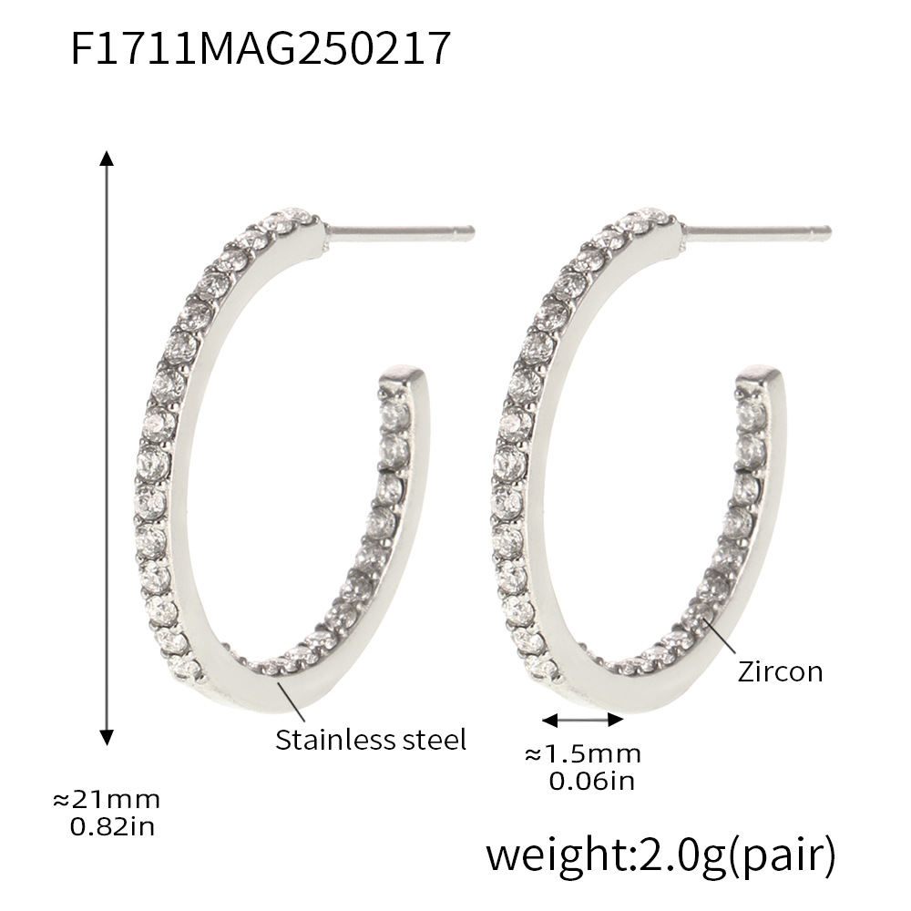 Type B - Steel inside and outside white zircon ear