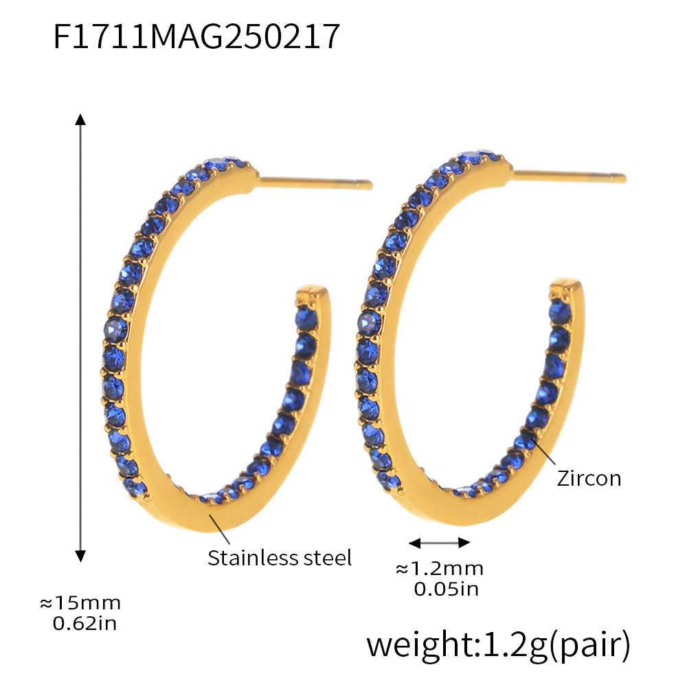 Type B - Gold inner and outer blue zircon earrings