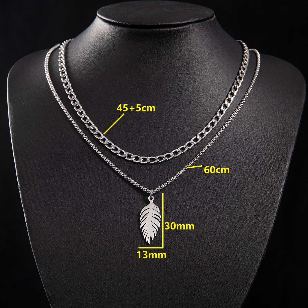 1:Cuban chain (45 and 5cm) and box chain 60cm