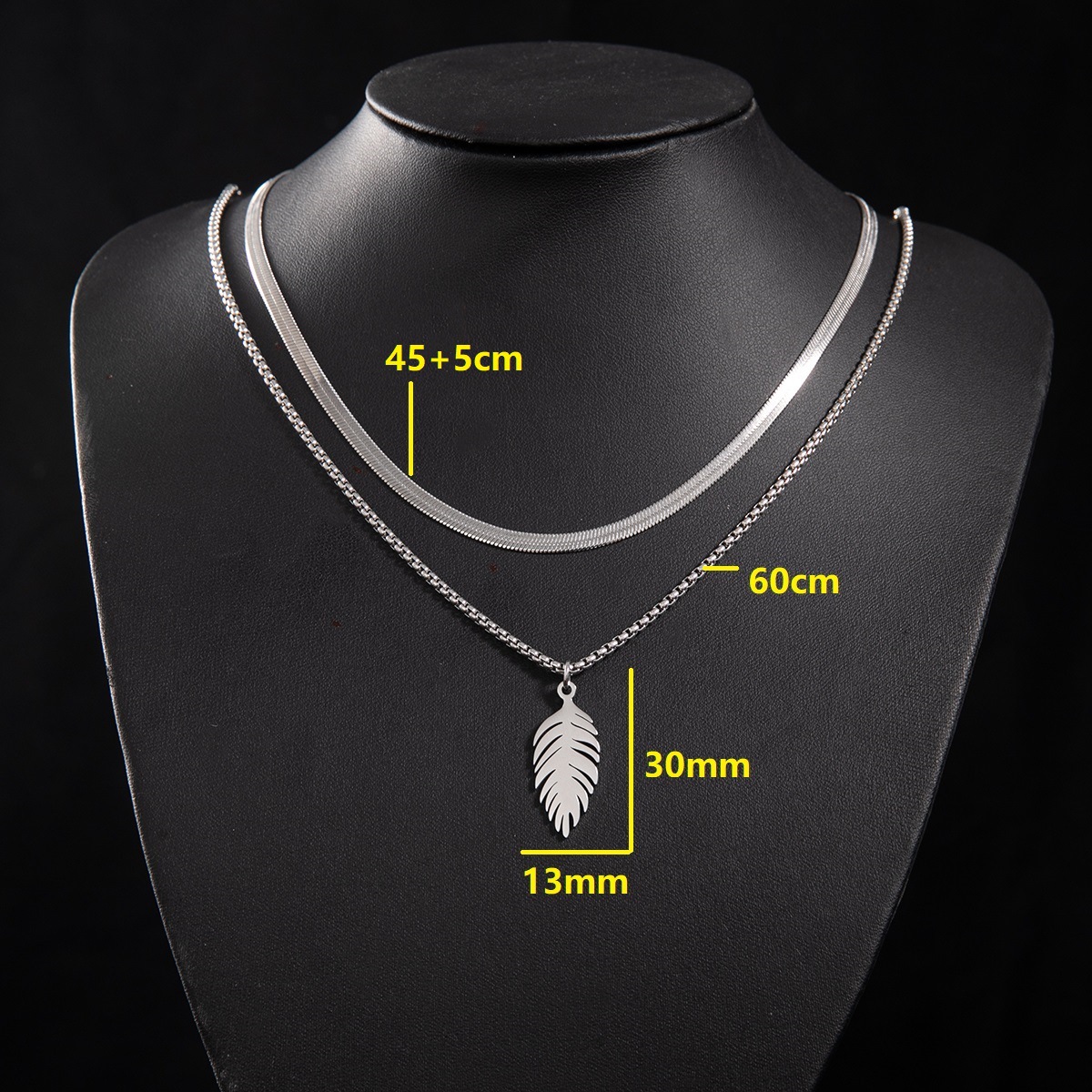 3:Snake bone chain (45 and 5cm) and box chain 60cm