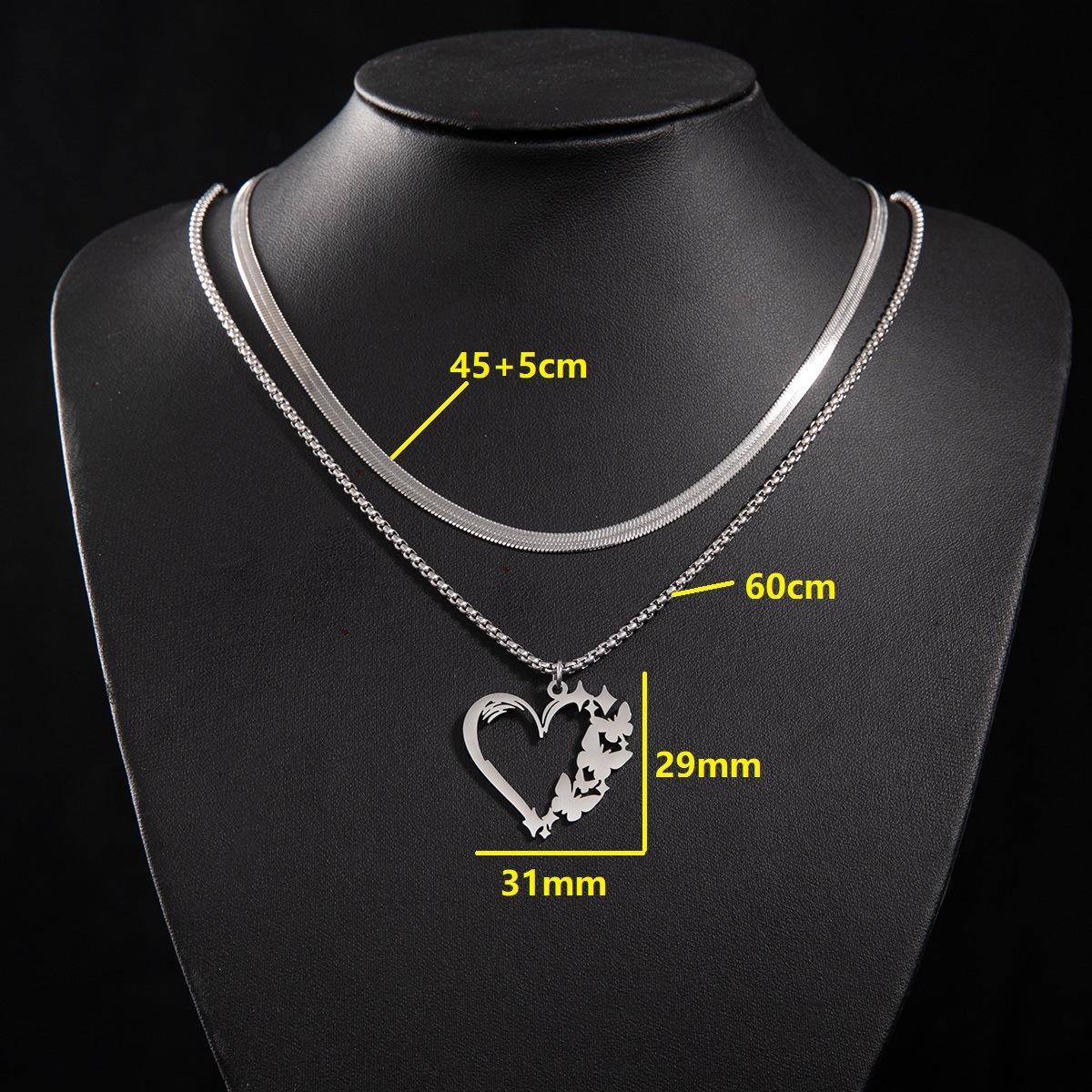 3:Snake bone chain (45 and 5cm) and box chain 60cm
