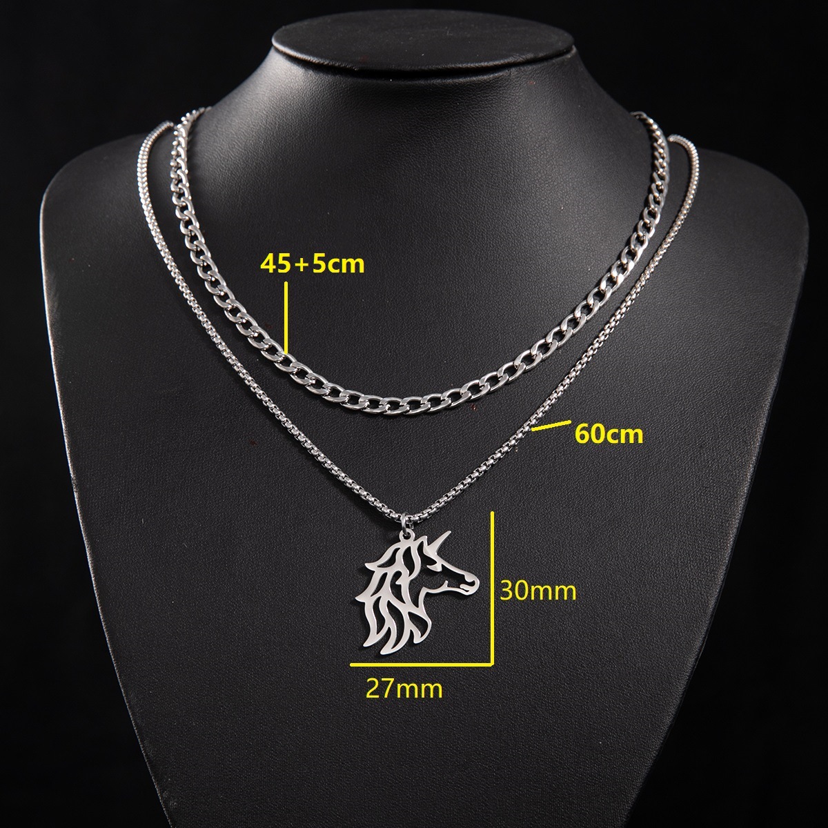 1:Cuban chain (45 and 5cm) and box chain 60cm