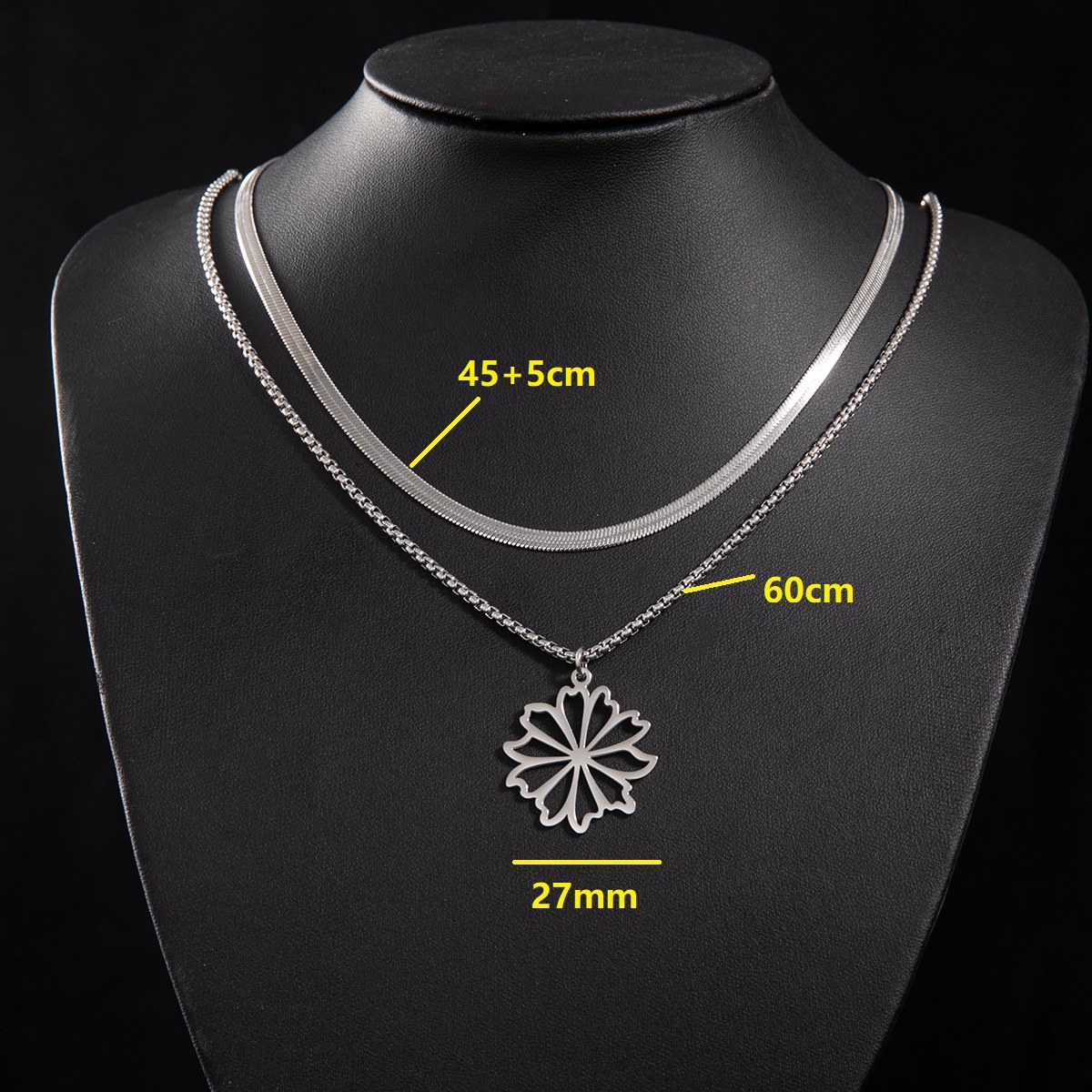 3:Snake bone chain (45 and 5cm) and box chain 60cm