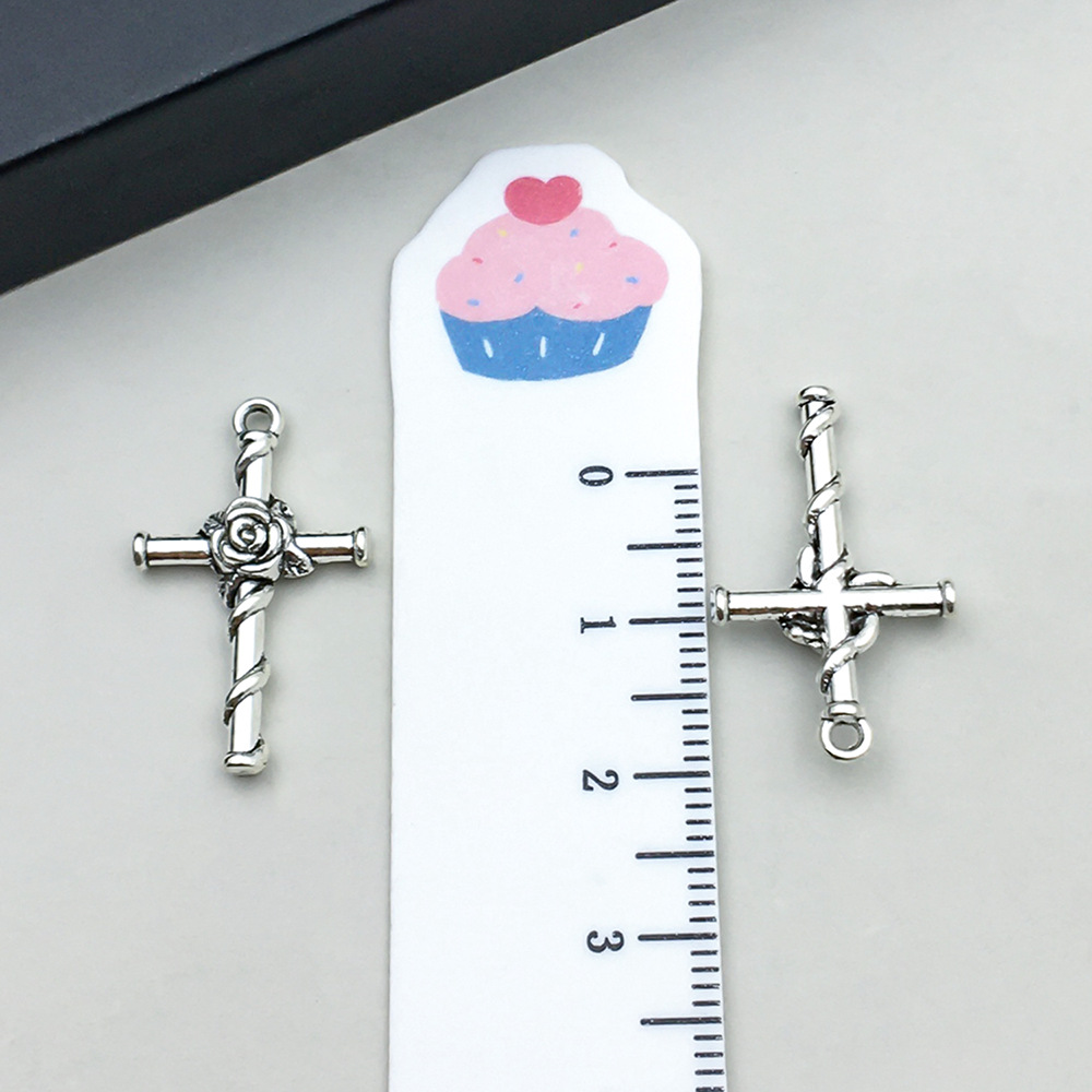 6:1 antique silver rose cross 15*26mm-1.2g-16921