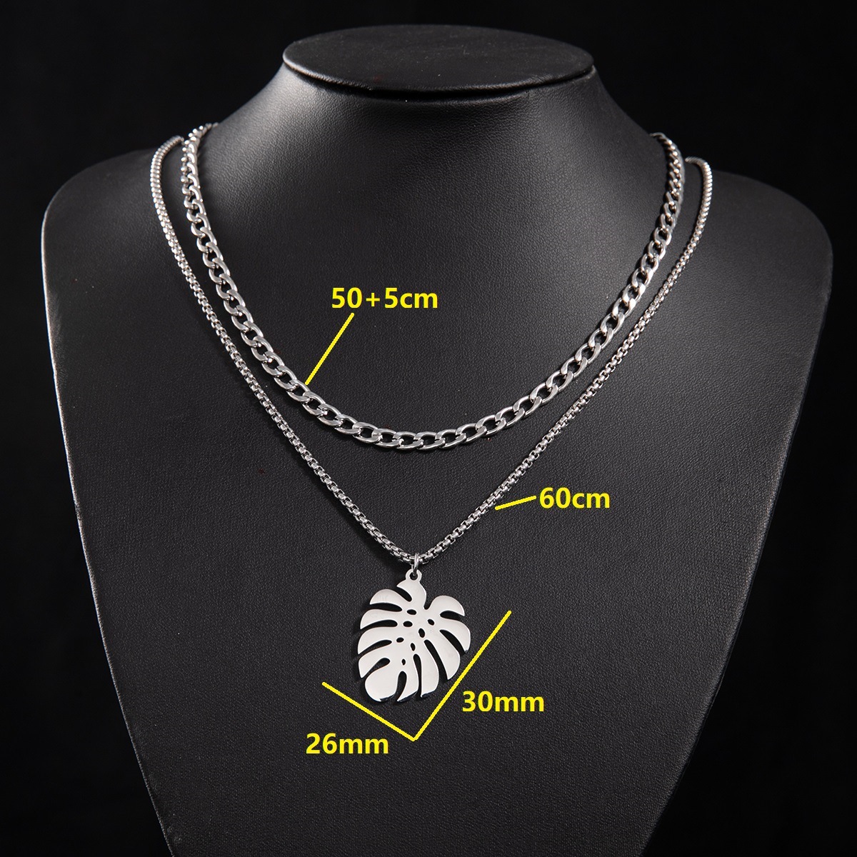 2:Cuban chain (50 and 5cm) and box chain 60cm