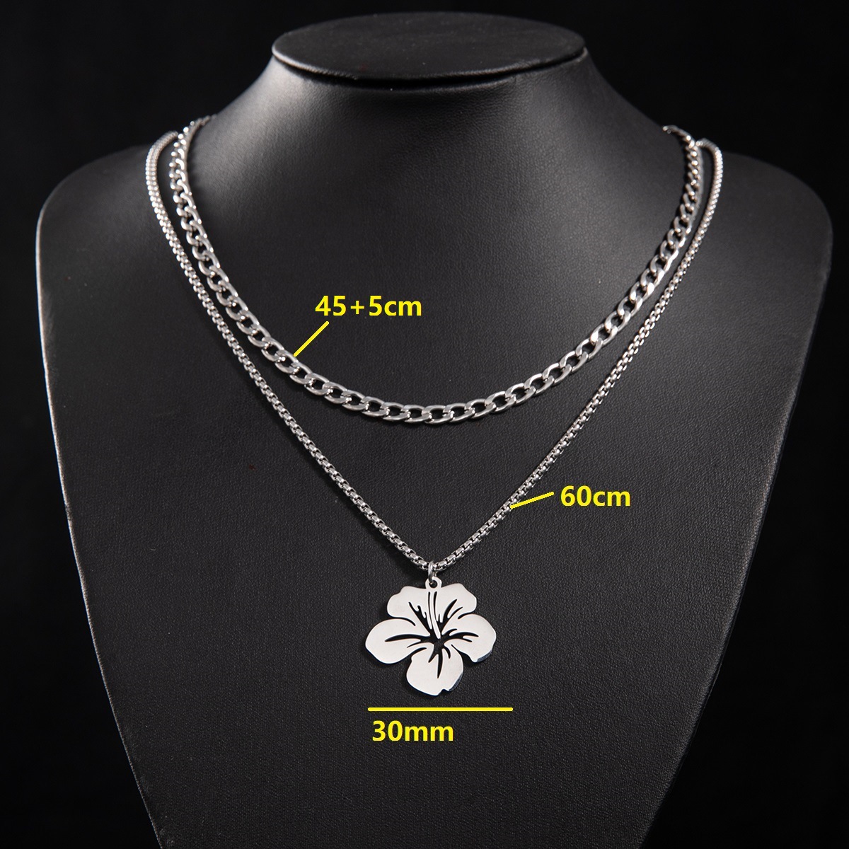 1:Cuban chain (45 and 5cm) and box chain 60cm