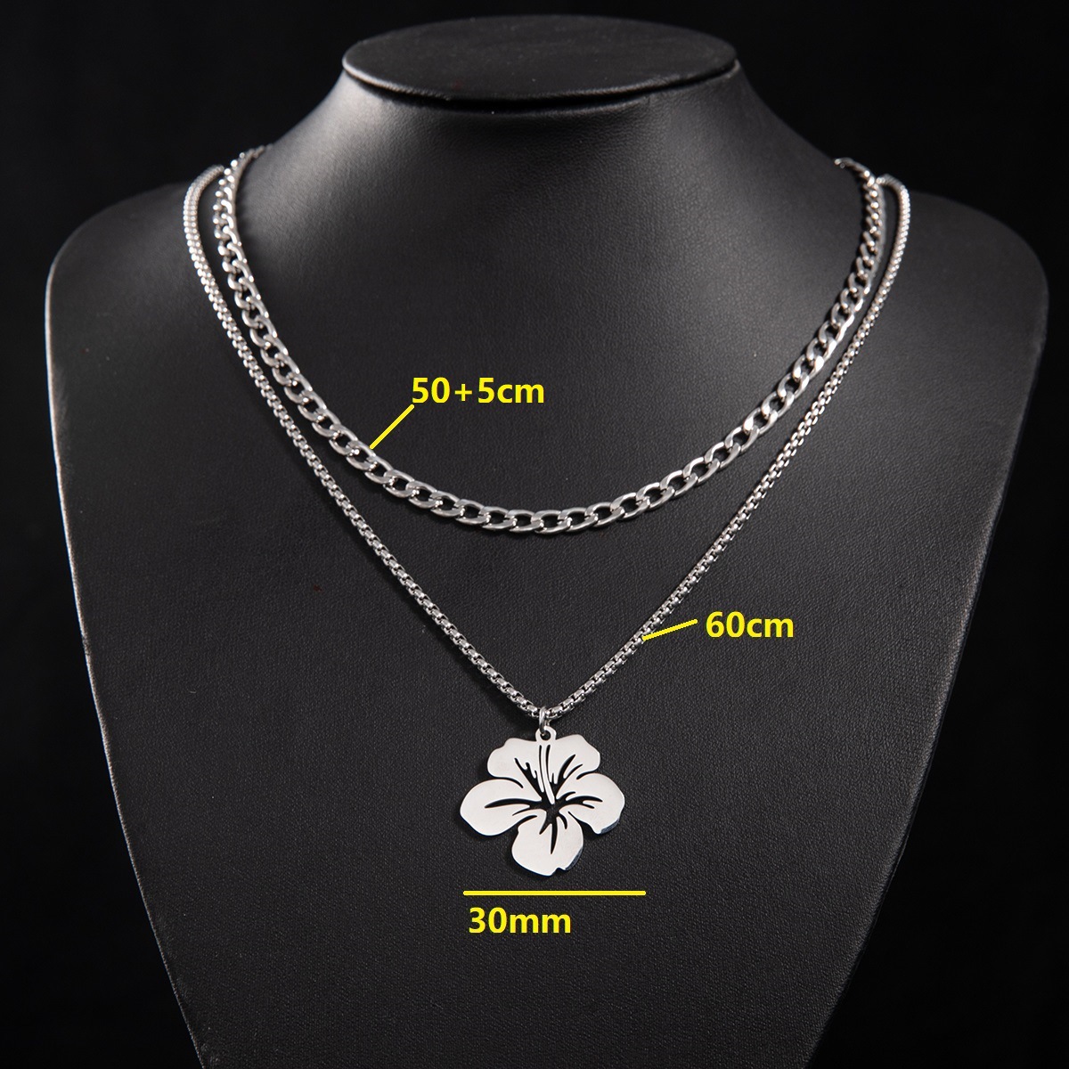 2:Cuban chain (50 and 5cm) and box chain 60cm