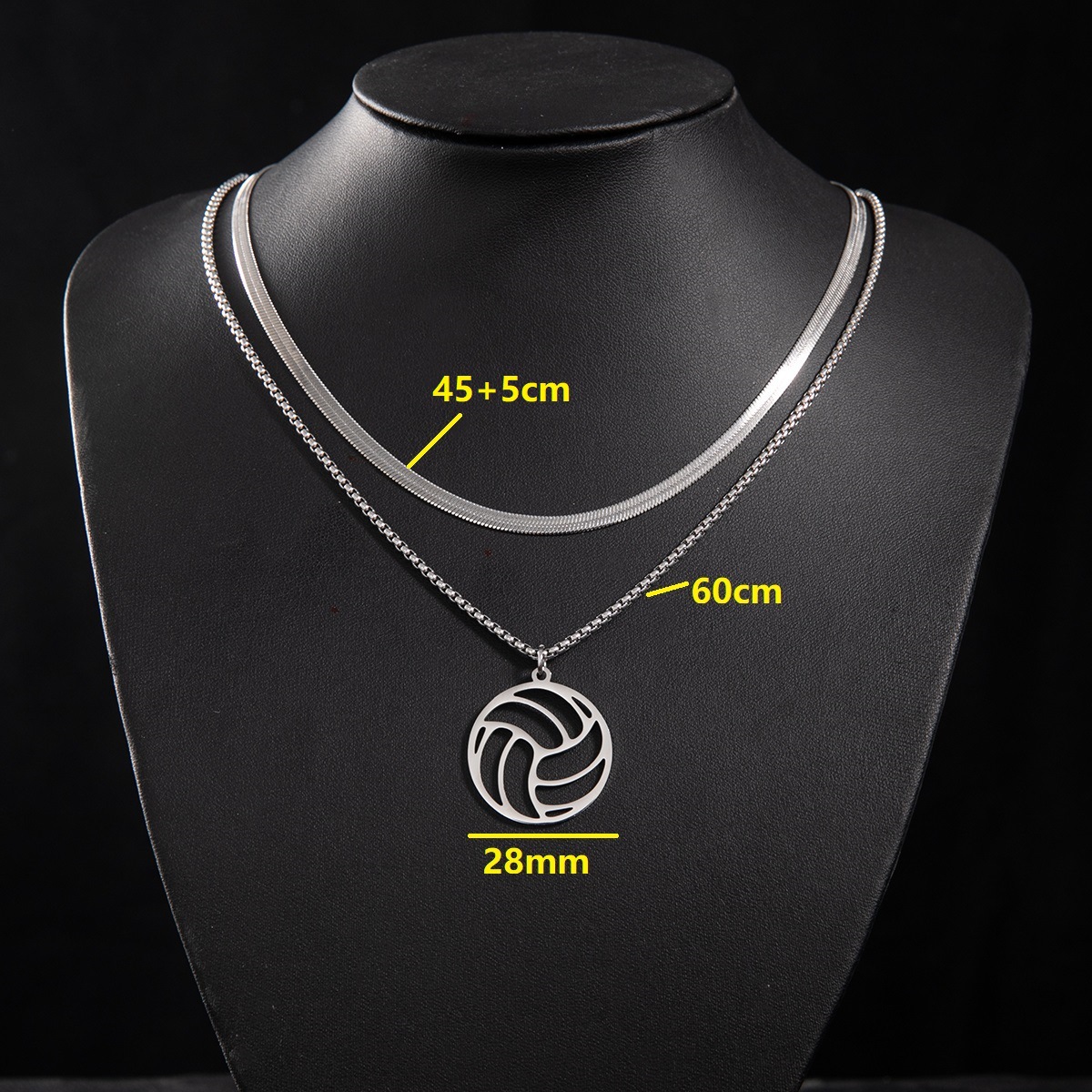 3:Snake bone chain (45 and 5cm) and box chain 60cm