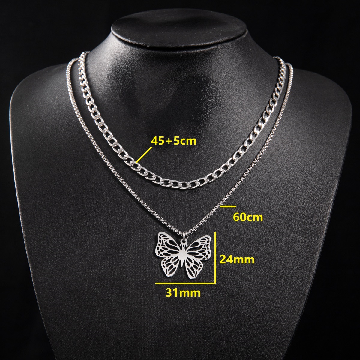 Cuban chain (45 and 5cm) and box chain 60cm