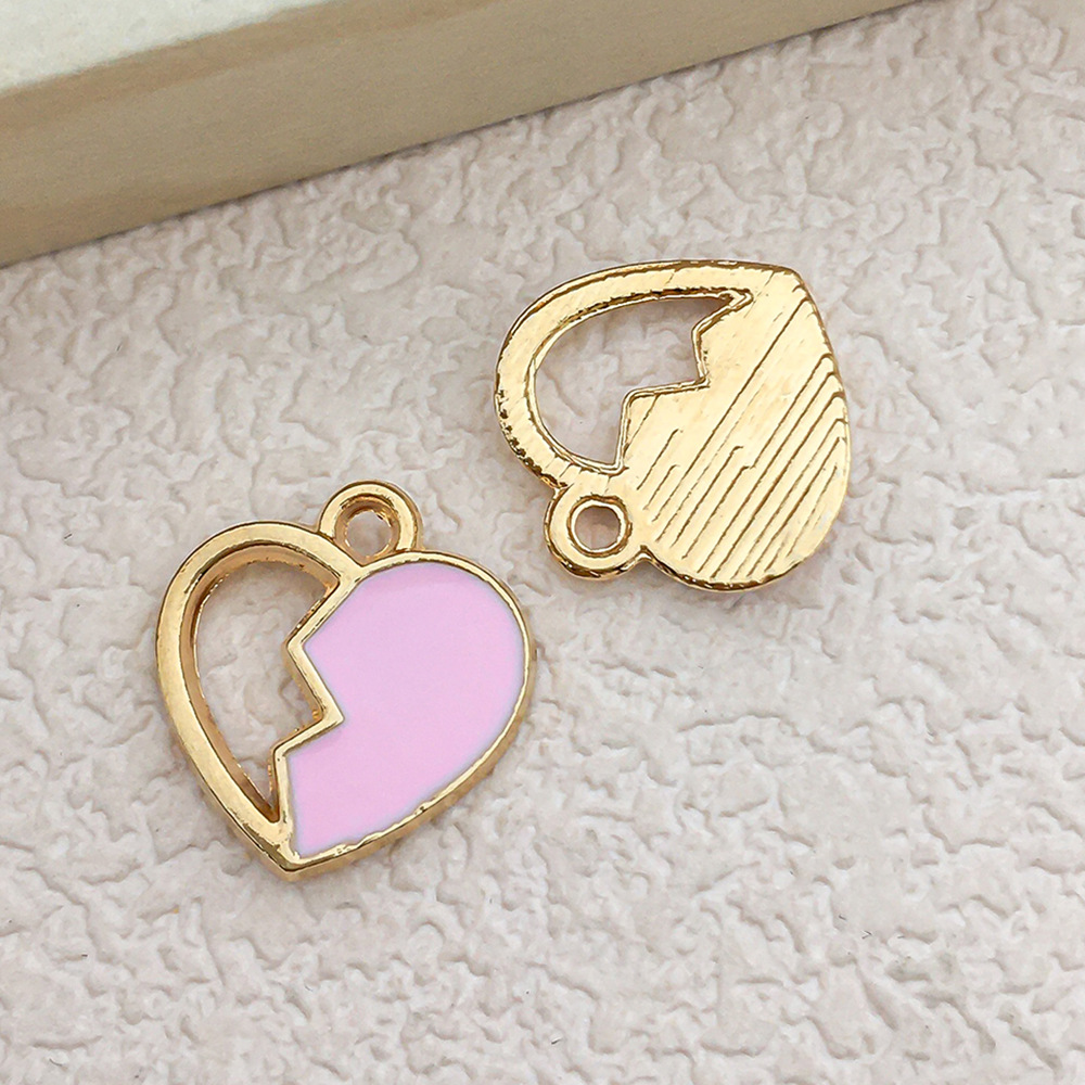 1 pink half-faced peach heart shape 14x14.5mm-0.8g