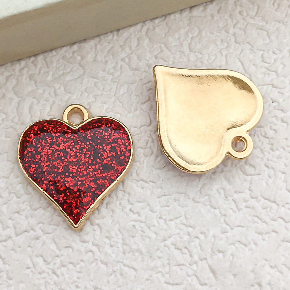 1 red sprinkled golden peach heart shape 15×17mm-