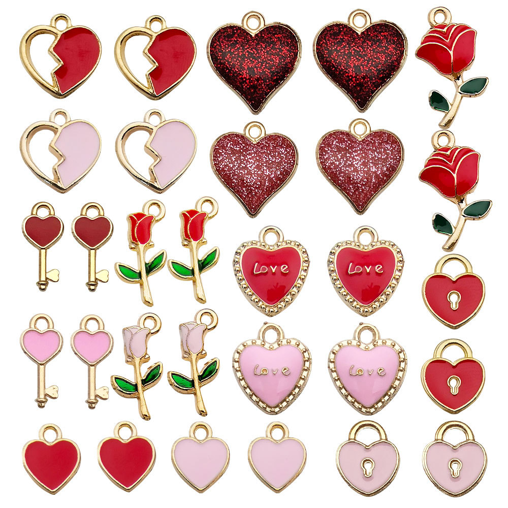 1:Mix 30 oil dripping Valentine s Day set love flowers - 2 each of 15 styles - 23g -SN627
