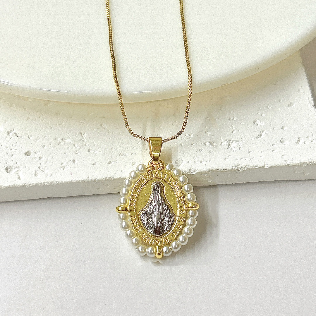 1:Pearl two-color virgin necklace pendant