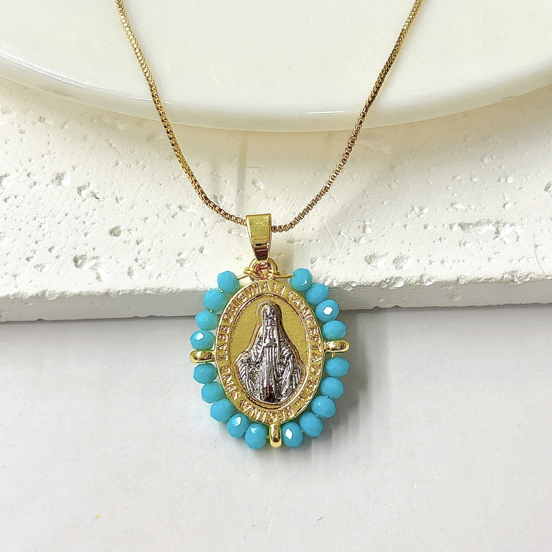 3:Lake blue two-color virgin necklace pendant