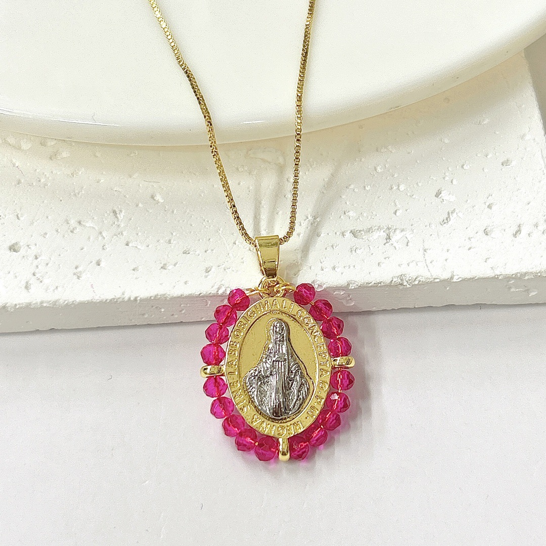 4:Rose red two-color virgin necklace pendant