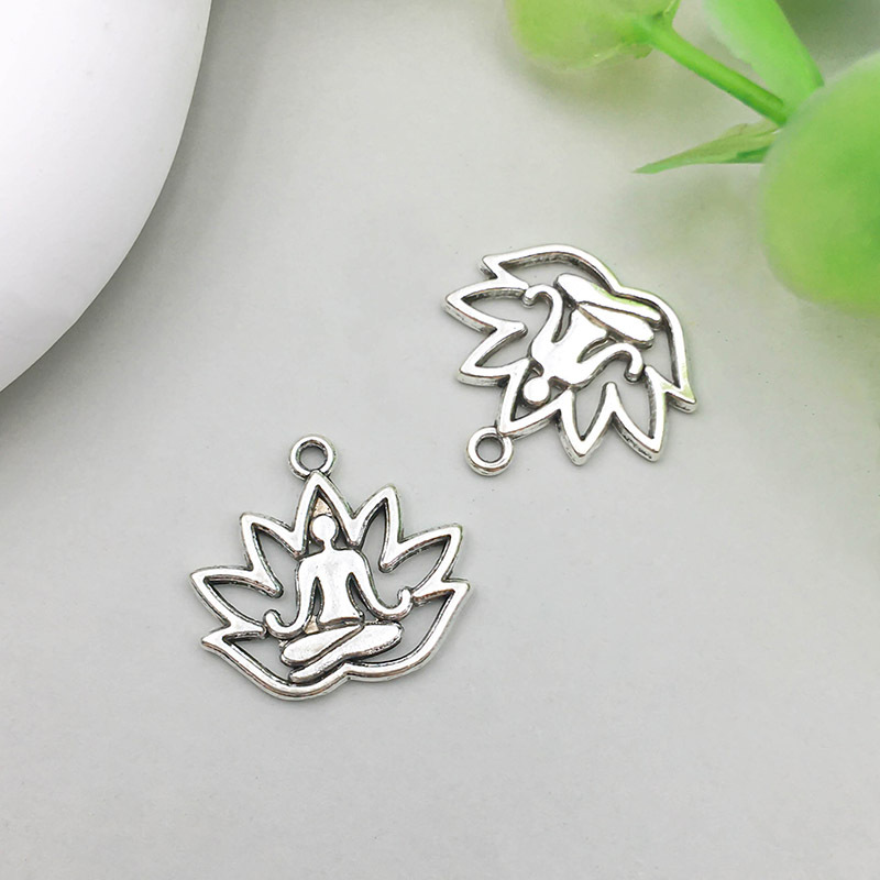 9:1 antique silver yoga Lotus 18*17mm-1.1g-10423
