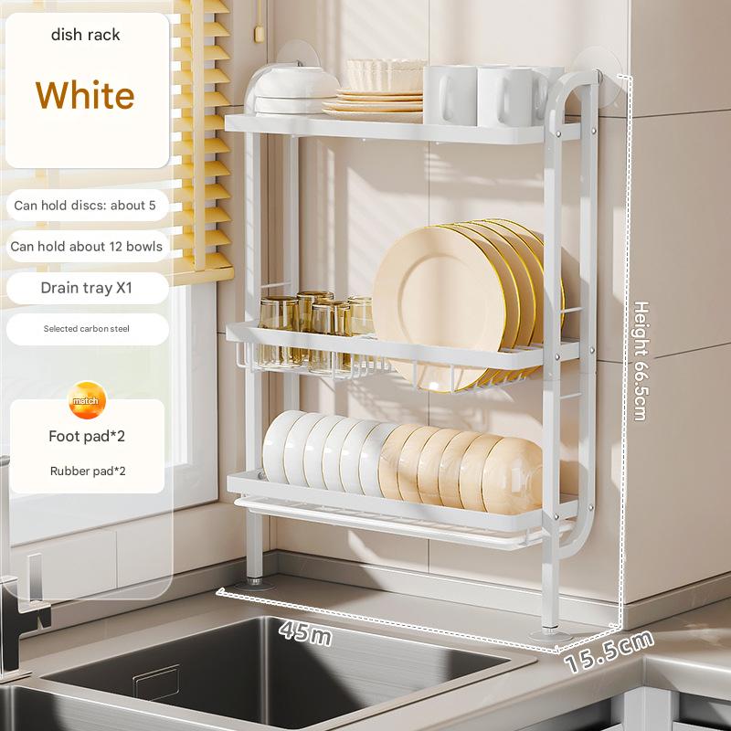 White wall three-layer dish rack
