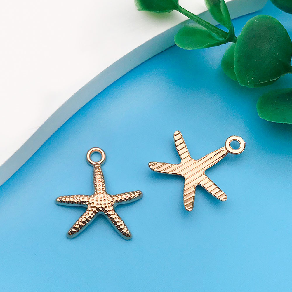 1 kc Gold Ocean Pentagram Starfish 17x19mm-16229-1