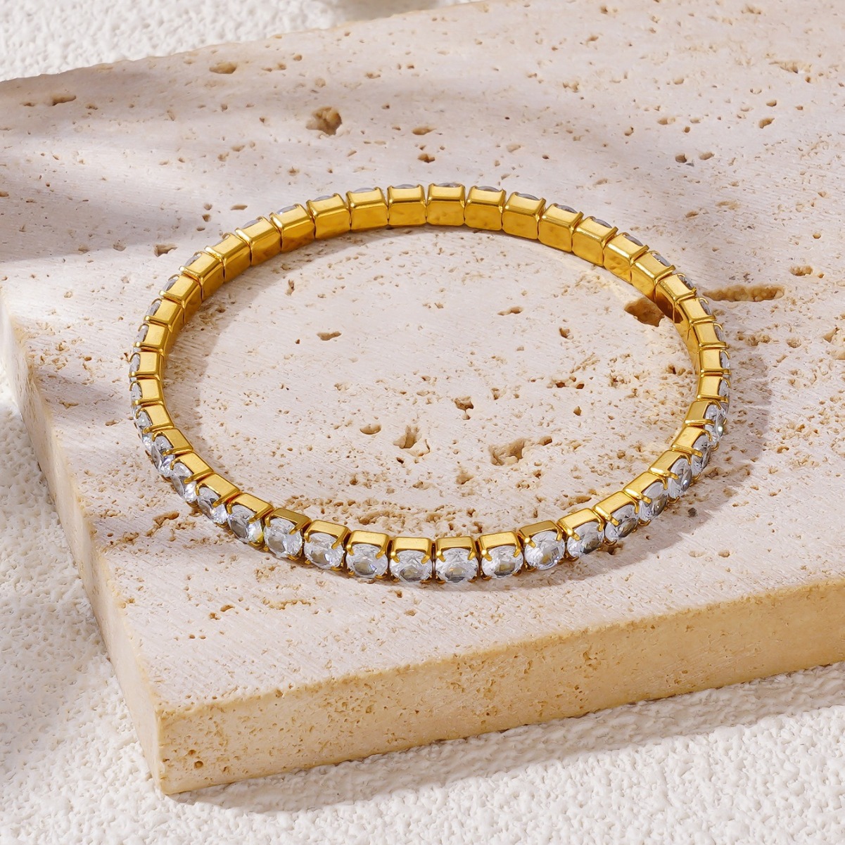 2:S644 zircon elastic bracelet gold