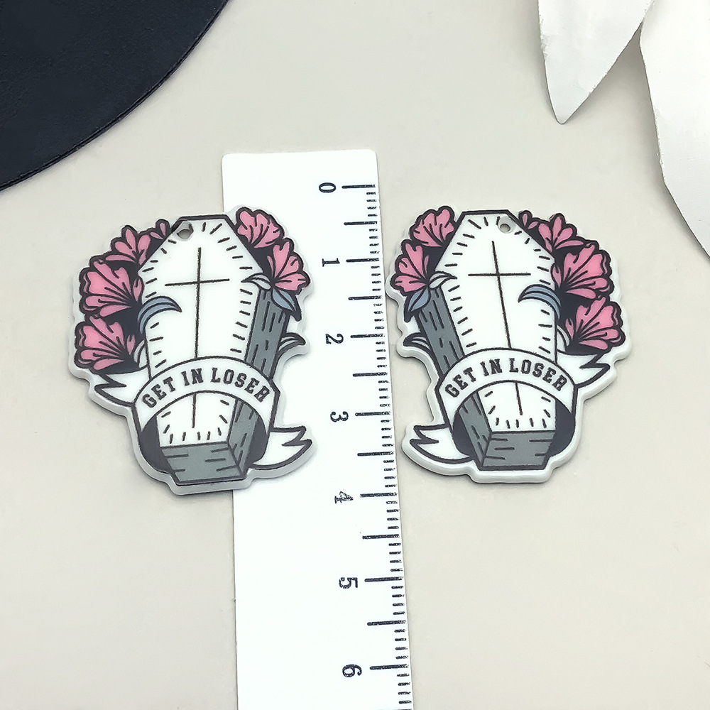 3:halloween flower wrapped cross tombstone 36*30mm-2g-19312