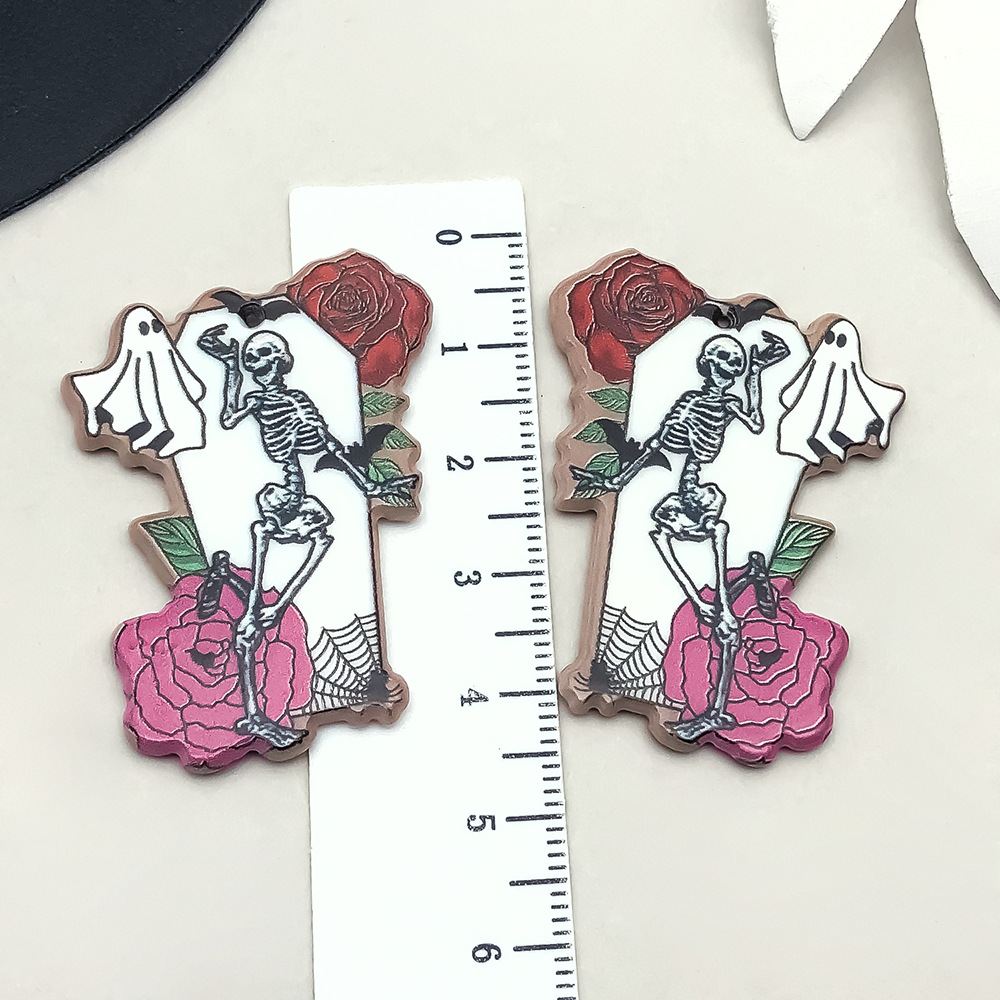 4:halloween skull rose tombstone 41*31mm-2.2g-19313