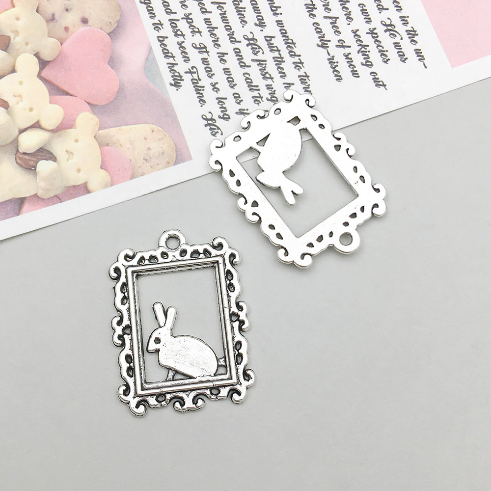 antique silver hollow rabbit frame 17*24mm-1.6g-58