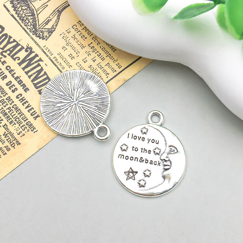 13:antique silver moon I love you22 * 27mm-3.7g-10896
