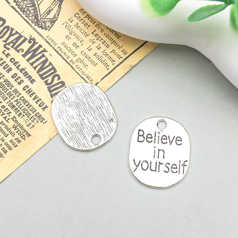 15:antique silver letter believe in yourself18 * 22mm-2.3g-10898