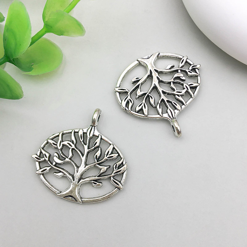 100PCs/Bag, 1 antique silver life tree 27*27mm-3.2