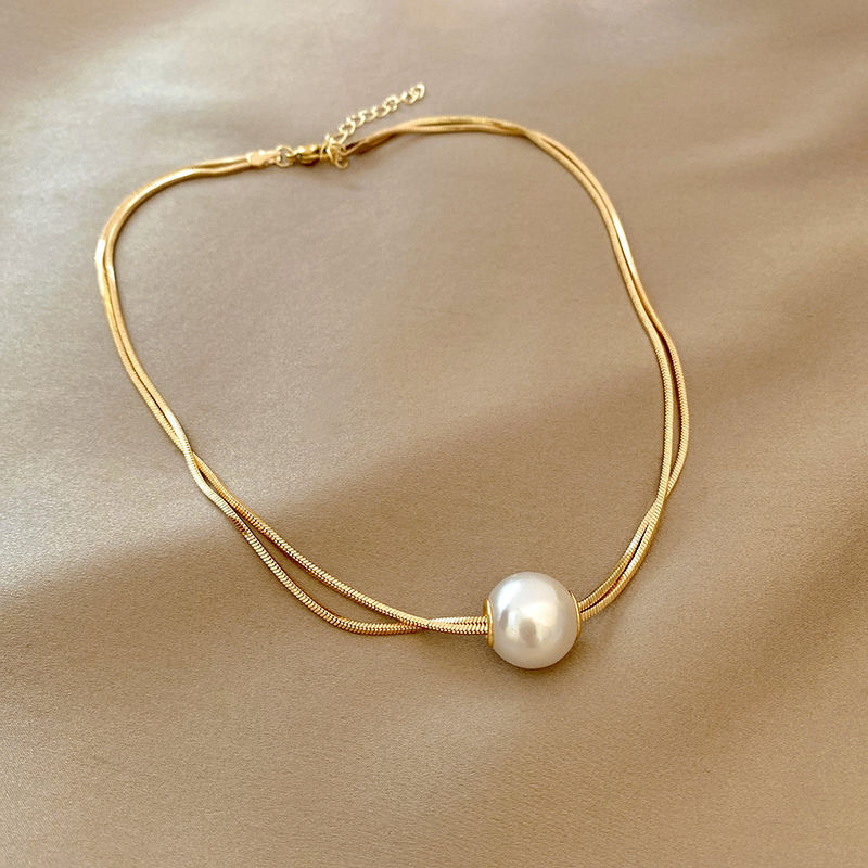1:X763 double-layer pearl necklace gold