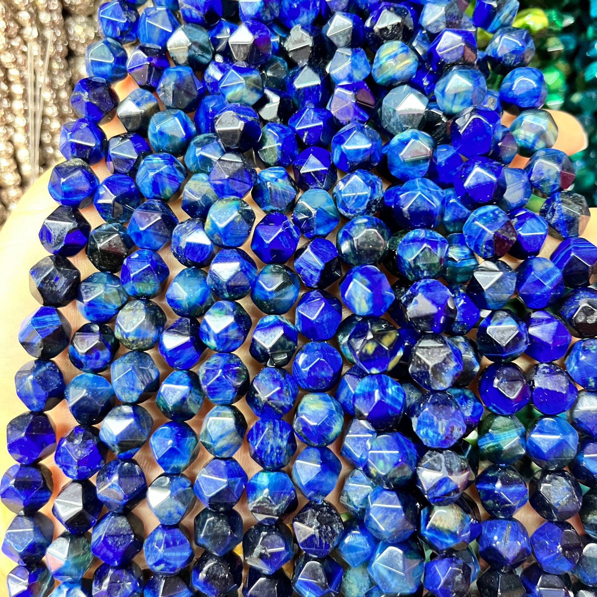 Lapis lazuli tiger eye About 6mm 58 pieces