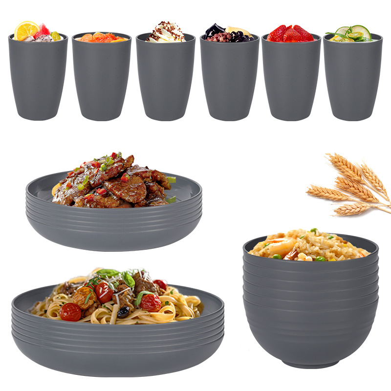 Dark gray 6 24-piece set (bowl cup plate) set