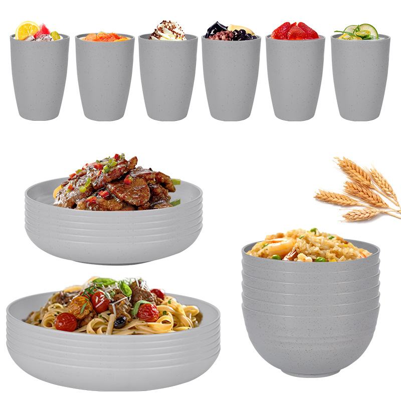 Light gray 6 24-piece set (plate bowl cup plate) set