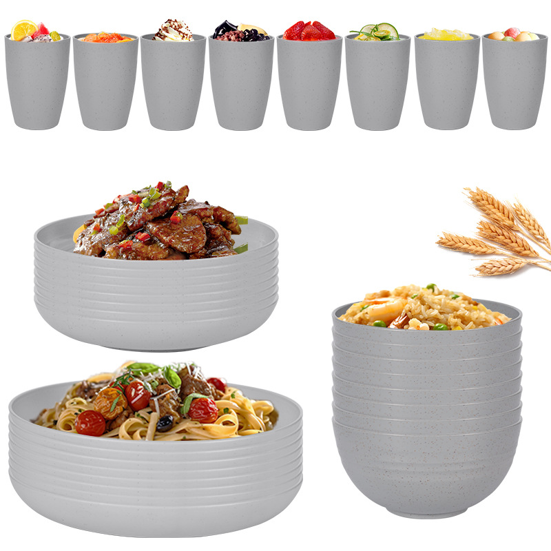 Light gray 8 person 32 piece set (plate bowl cup plate) set