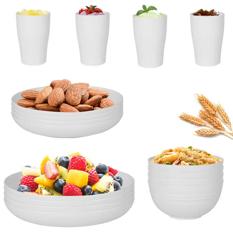 White 4-person 16-piece set (bowl cup and plate) set
