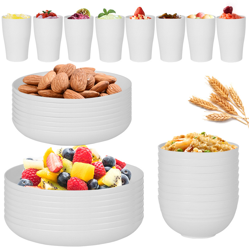 White 8 person 32 piece set (plate bowl cup plate) set