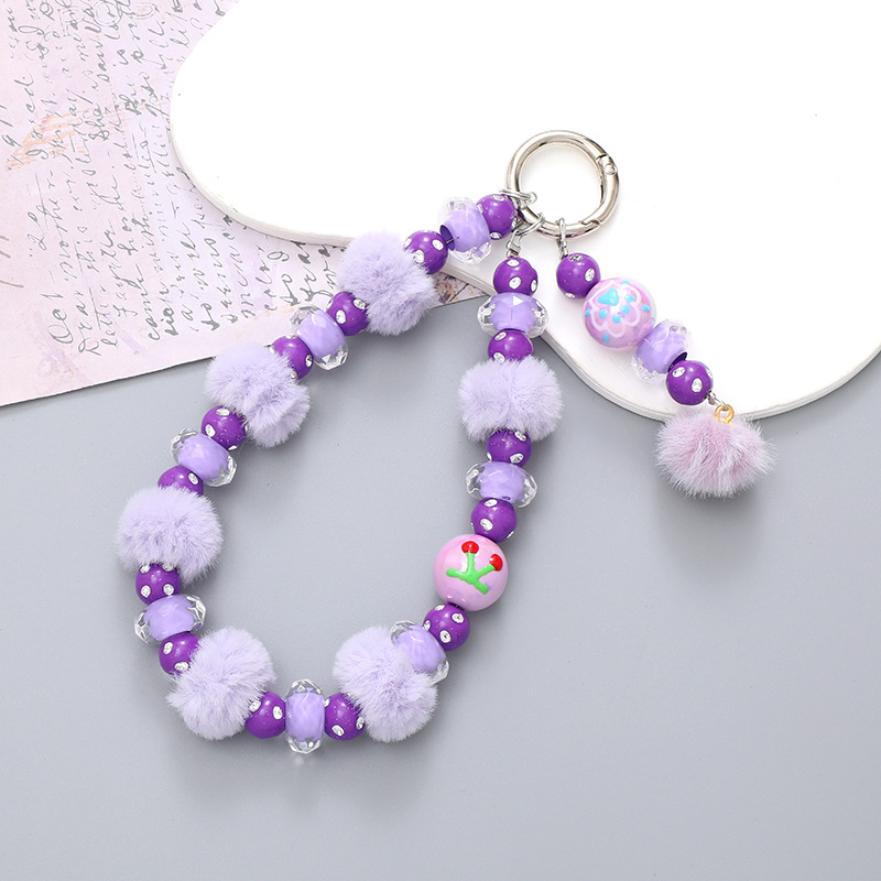 6:K2672 plush ball pendant purple