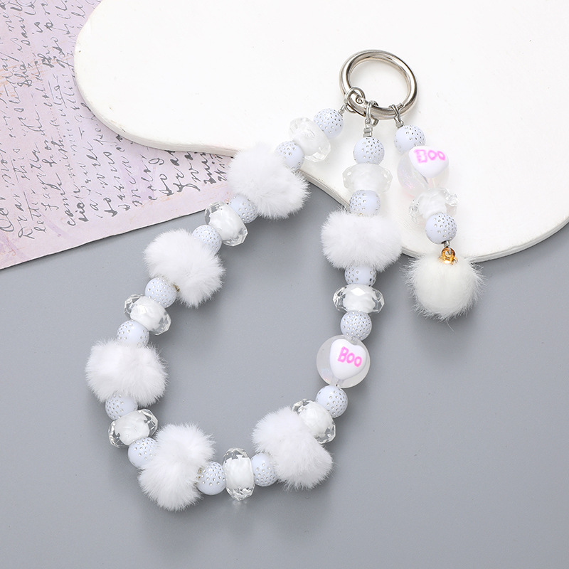 7:K2673 plush ball pendant White