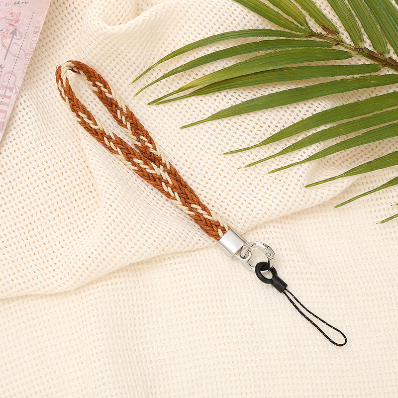 K2580 wide rope woven mobile phone chain Brown + k