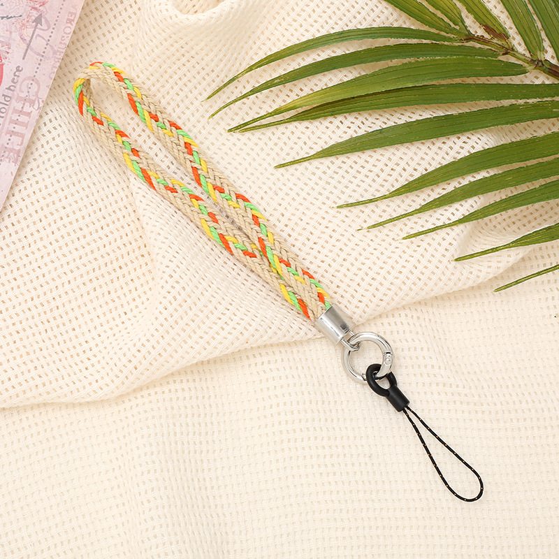 3:K2579 wide rope woven mobile phone chain mixed color khaki