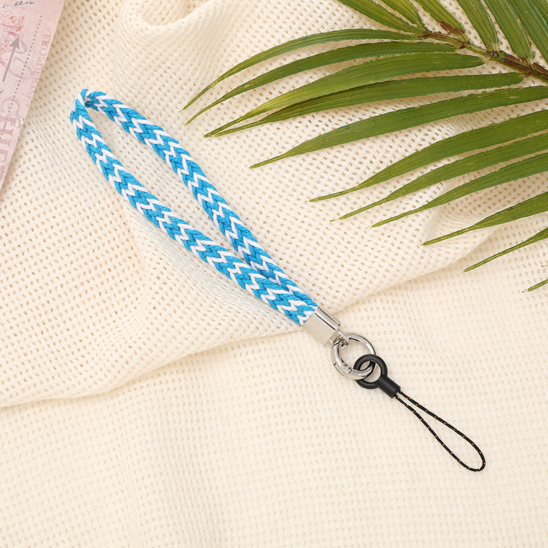 7:K2583 wide rope braided mobile phone chain Blue