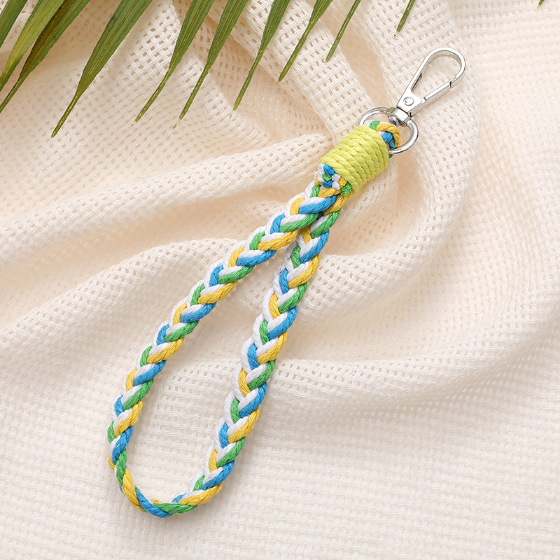 5:K2613 three-strand braid pendant Yellow Blue White Green