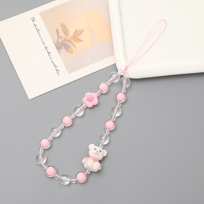 1:K1931 cute bear mobile phone chain Pink