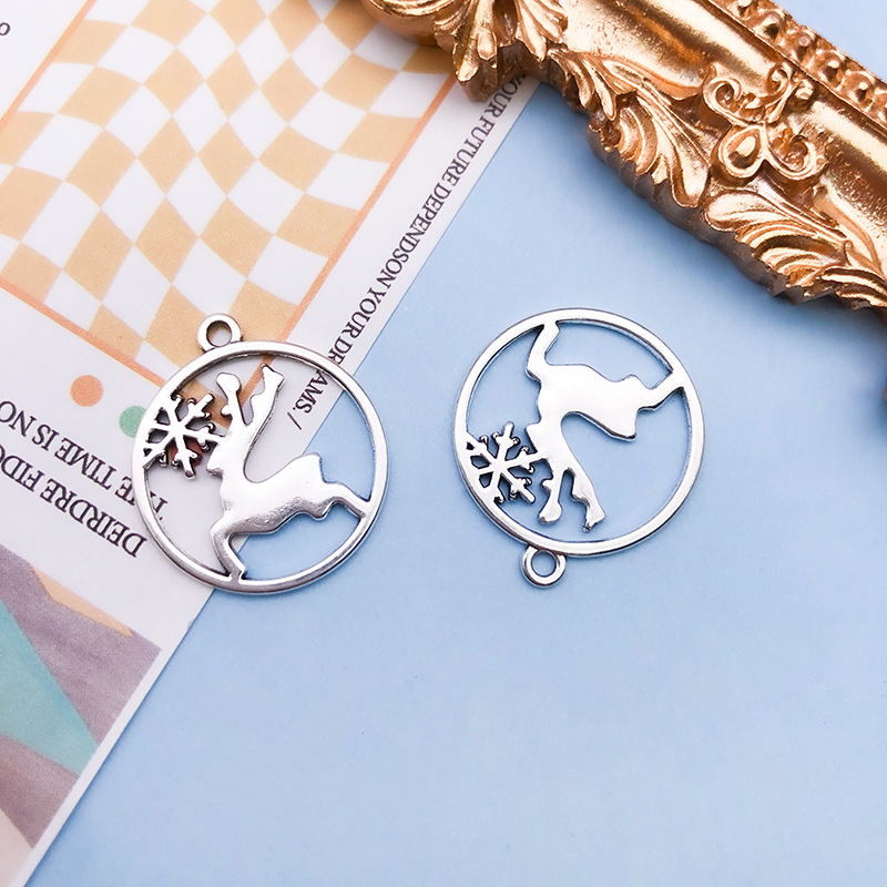 7:antique silver snowflake Christmas deer 21.5x 25mm-11422/1.6g